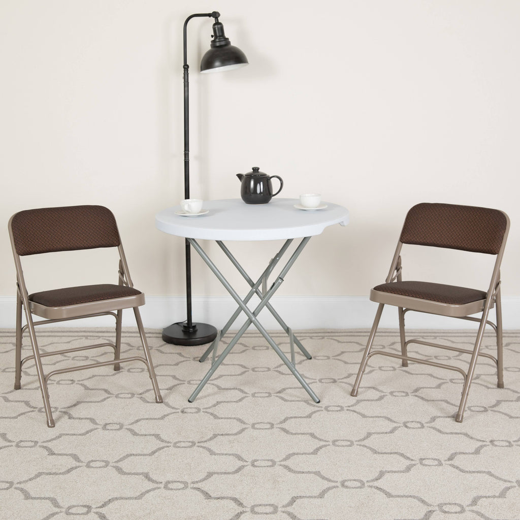 4 Pack Upholstered Metal Folding Chair Brown Patterned N140