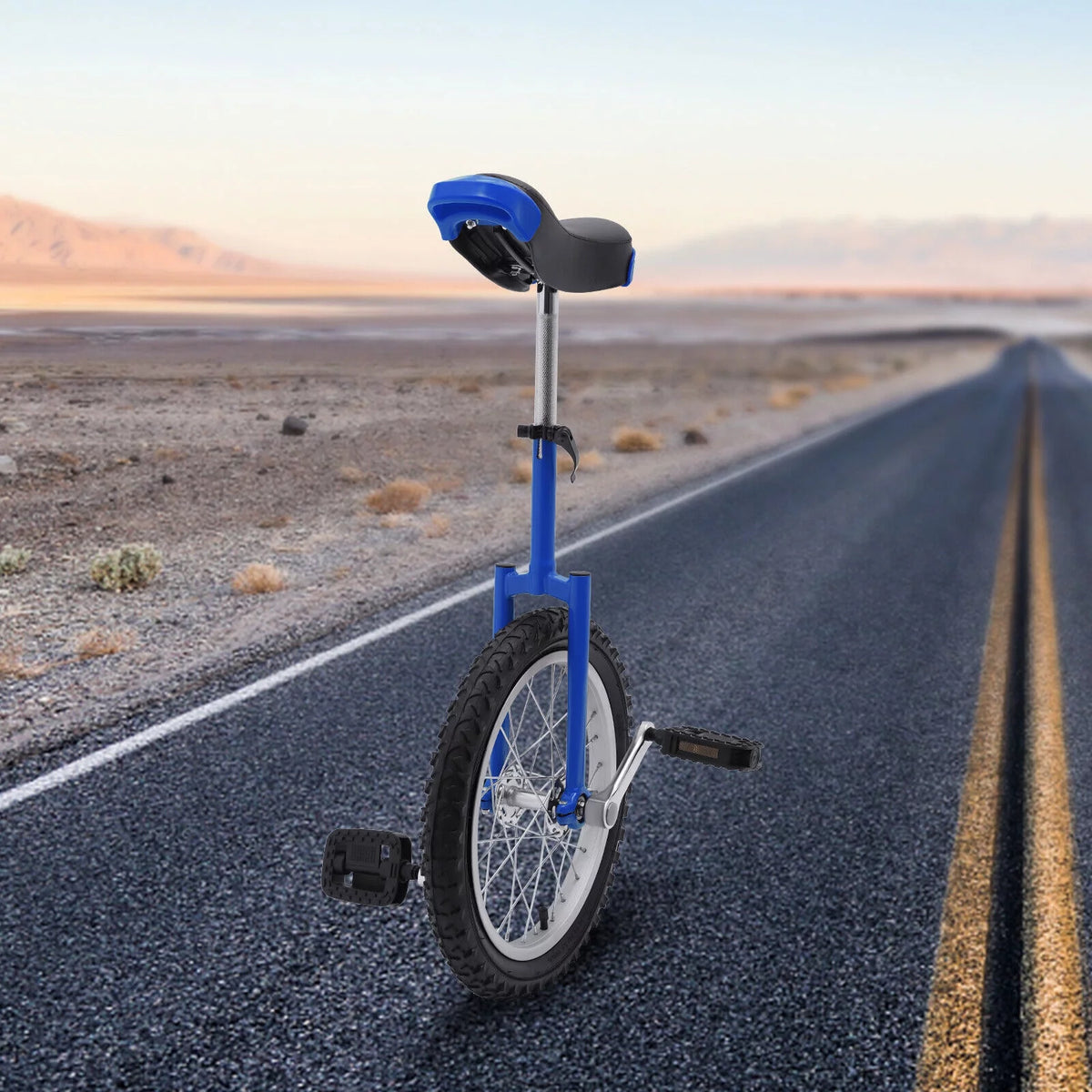 24 Unicycle 1 Wheel Bike Adjustable Height Blue T969