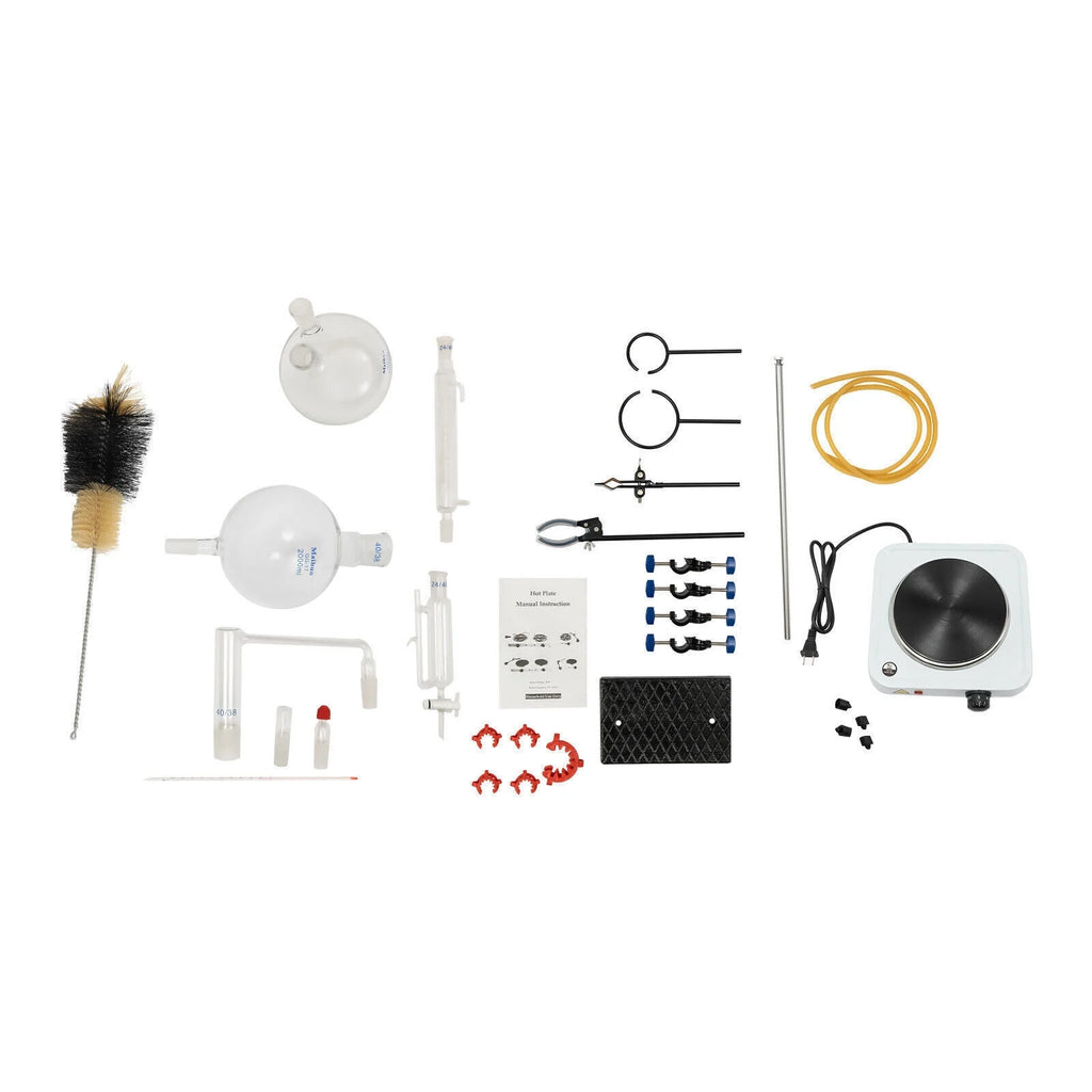 1000W 110V 2000ML Glass Distillation Kit with Condenser and Hot Stove O354394