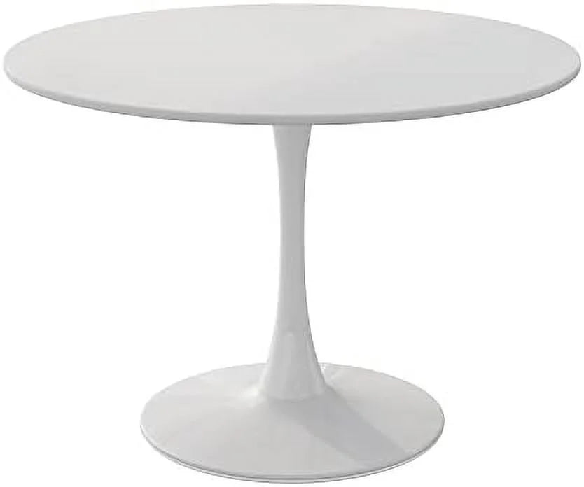 32" Round Dining Table with Printed Marble Table Top Metal Base O80038