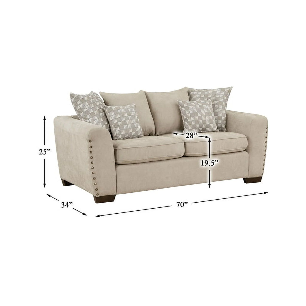 Light Brown Chenille Loveseat T8191