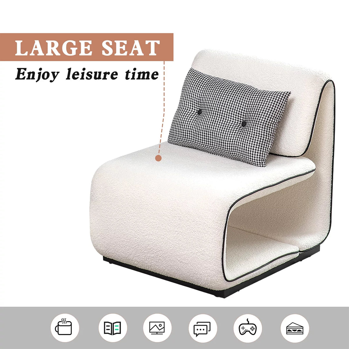 White Upholstered Sherpa Accent Chair X517078