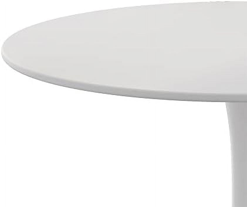 32" Round Dining Table with Printed Marble Table Top Metal Base O80038