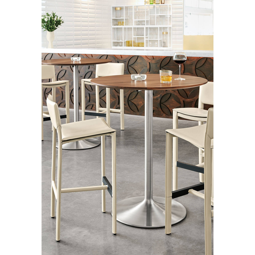 White Round Bar Table with Stainless Steel Frame Base K445372