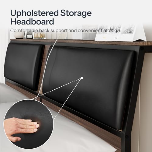 King Size Upholstered Headboard with Charging Station V640