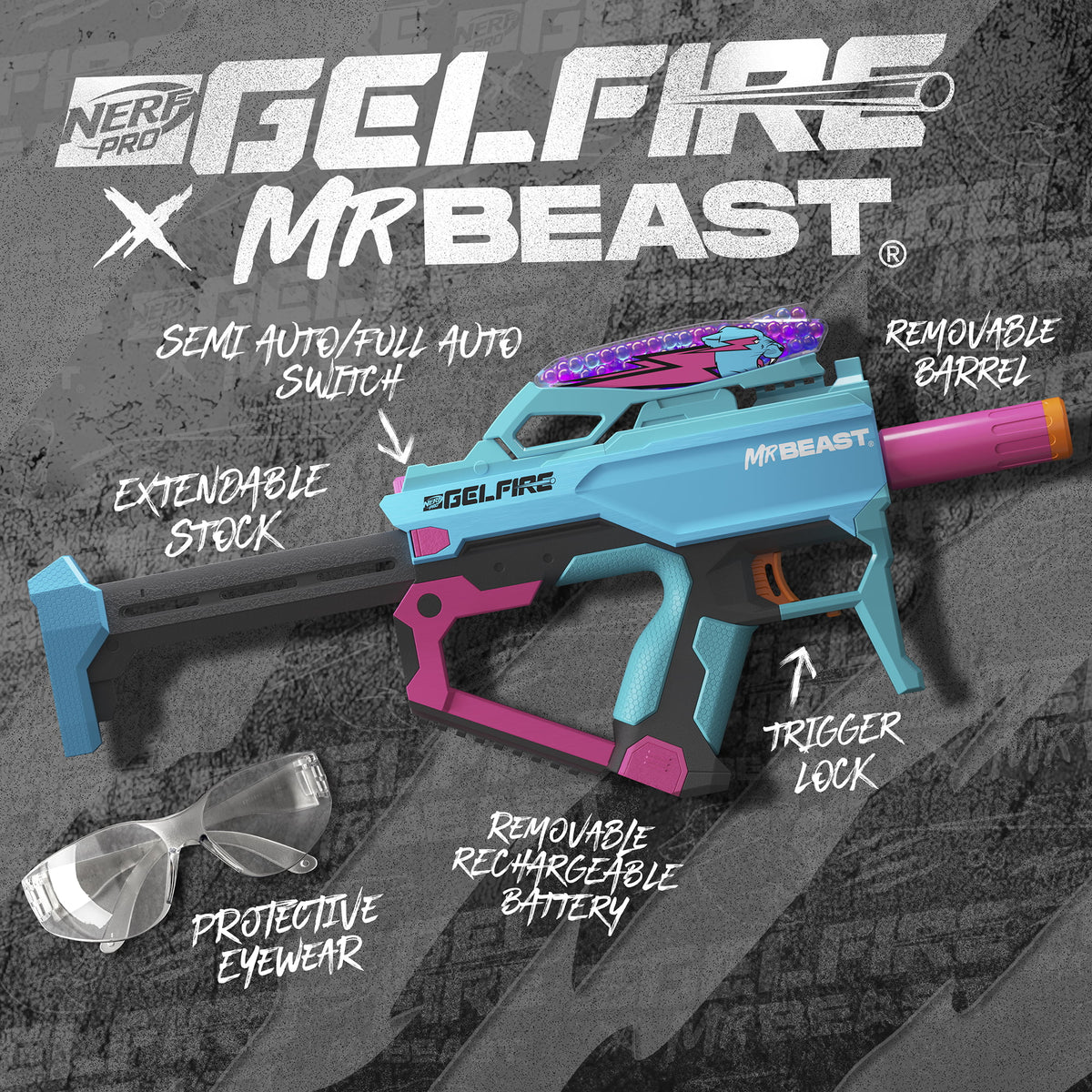 Toy Gel Blaster with 20000 Water Bead Rounds and Eyewear H28704