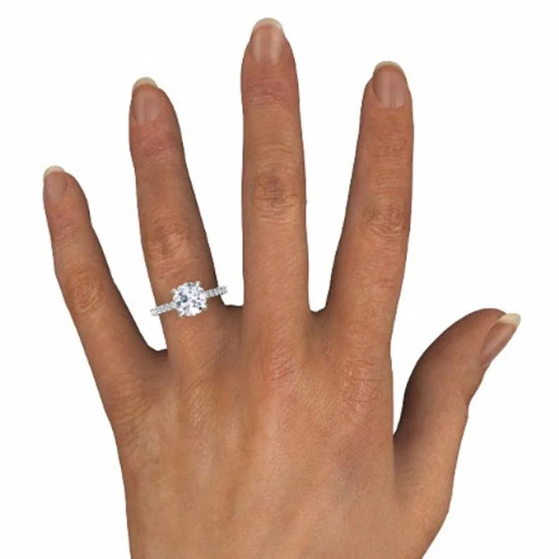 2.42 Ct Solitaire Round Cut Diamond Ring Solid 950 Platinum K208894
