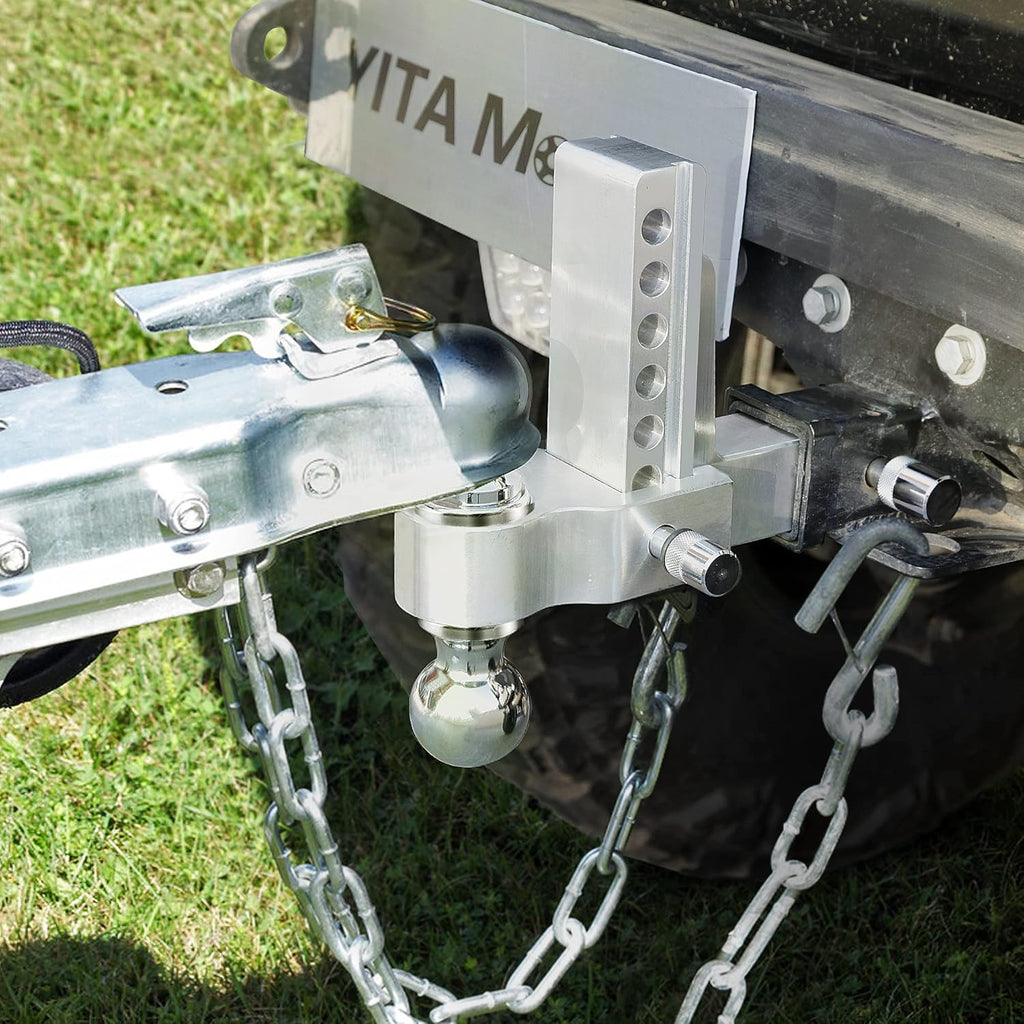 Adjustable Trailer Hitch Ball Mount, 2.5-Inch Receiver, 6-Inch Drop, Forged Aluminum Shank, 2-Inch and 2-5/16-Inch Combo Stainless Steel Tow Balls with Double Pin Key Locks M387