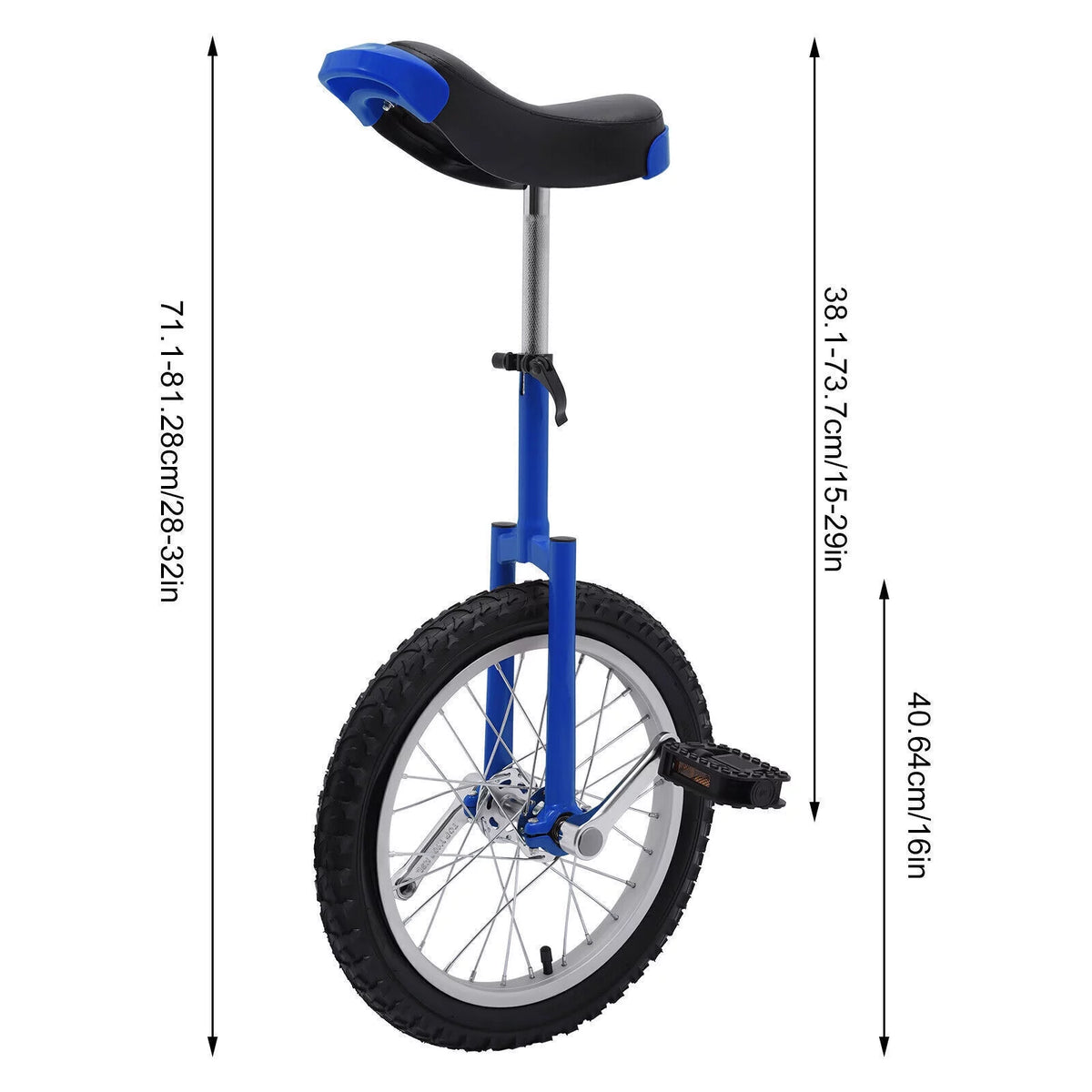 24 Unicycle 1 Wheel Bike Adjustable Height Blue T969