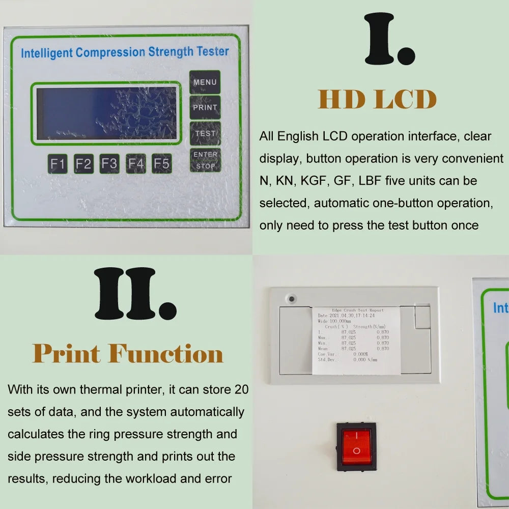 Paper Core Compression Strength Tester Flat Crush Strength Tester N323
