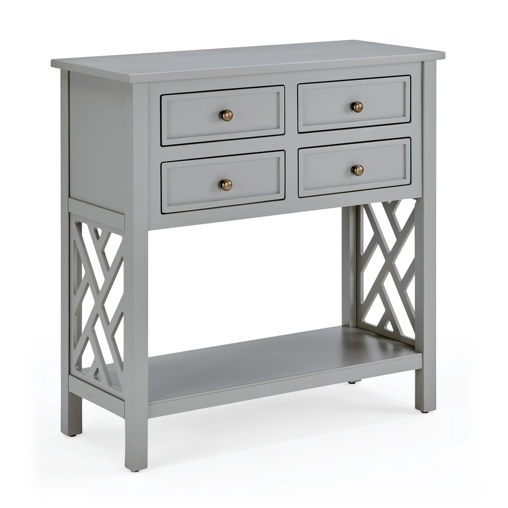 32"W Wood Console Table with 4-Drawers, Gray I822620