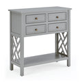 32"W Wood Console Table with 4-Drawers, Gray I822620