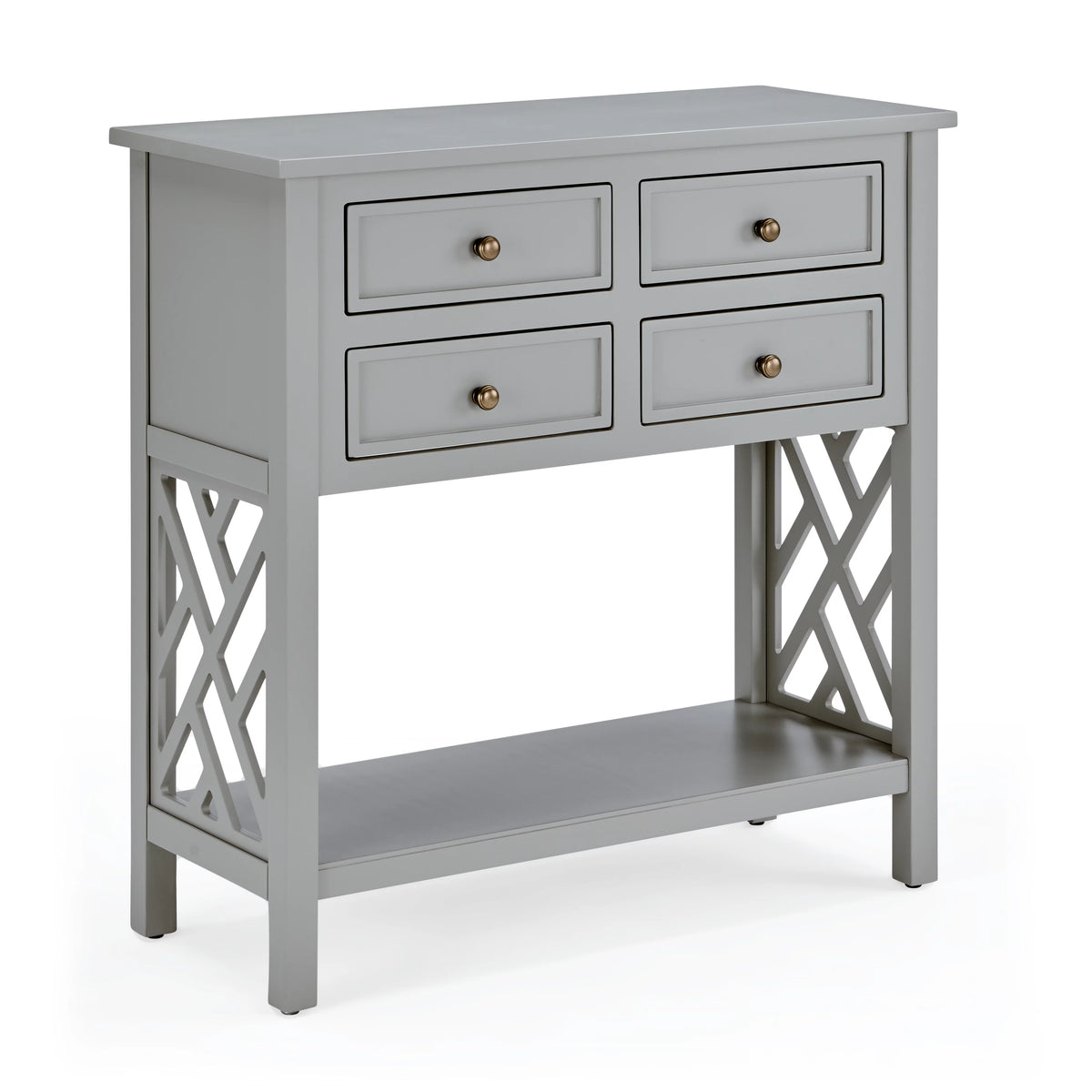 32"W Wood Console Table with 4-Drawers, Gray I822620