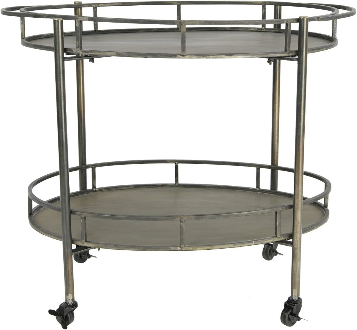 Gold 2 Tier Metal Bar Cart on Casters J1850