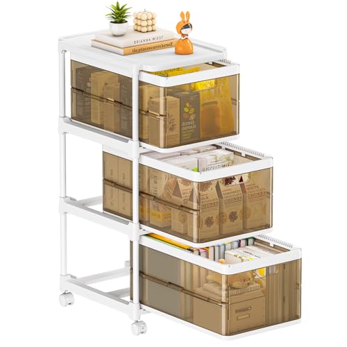 3 Drawer Plastic Storage Organizer with Wheels F2348