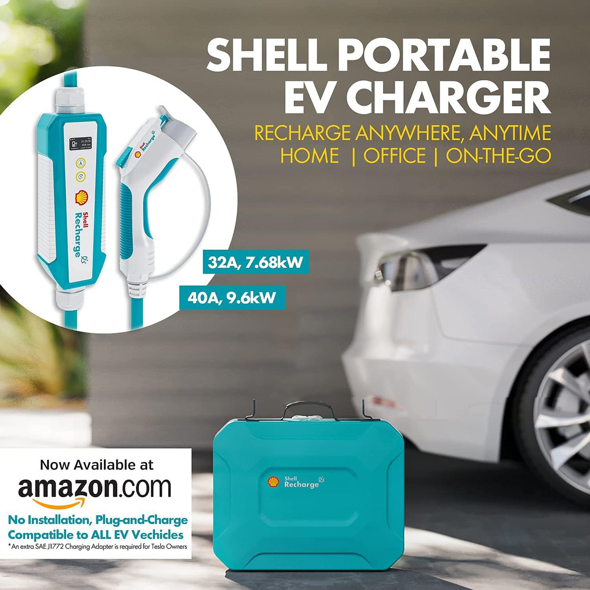 Electric Vehicle Charger Level 2 40 Amp 240V with 30ft Cable NEMA 14-50R Plug E375