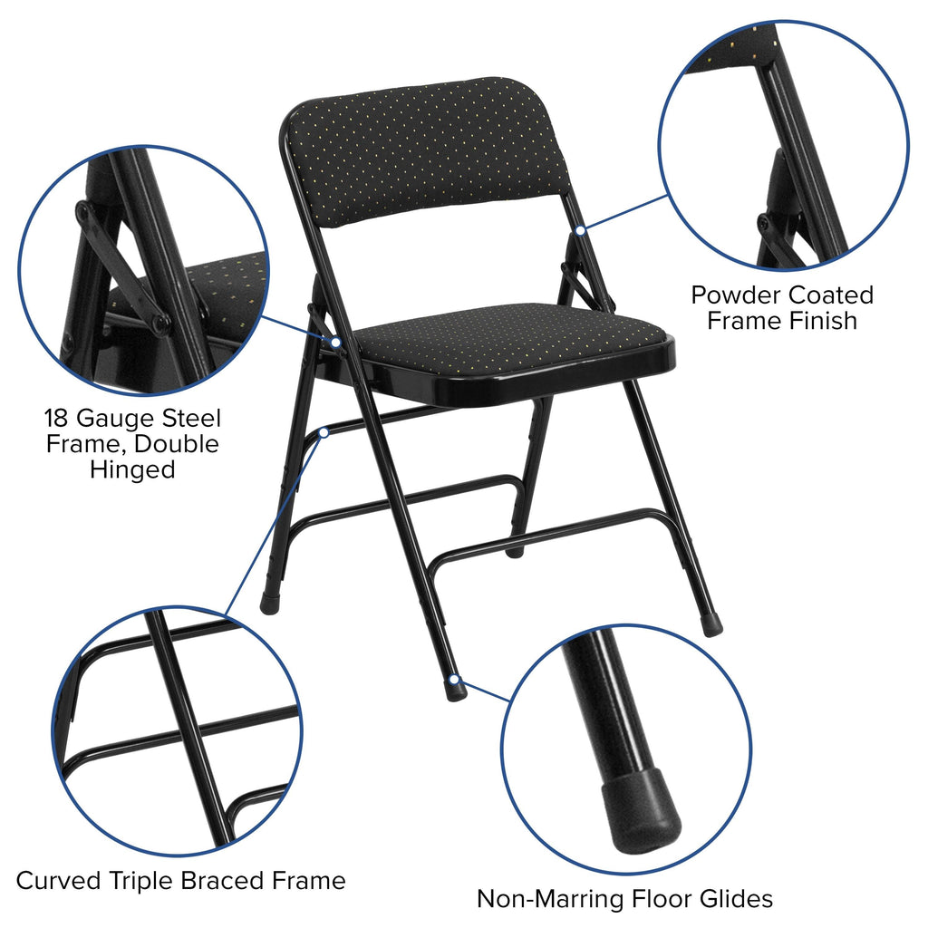 4 Pack Upholstered Metal Folding Chair Brown Patterned N140