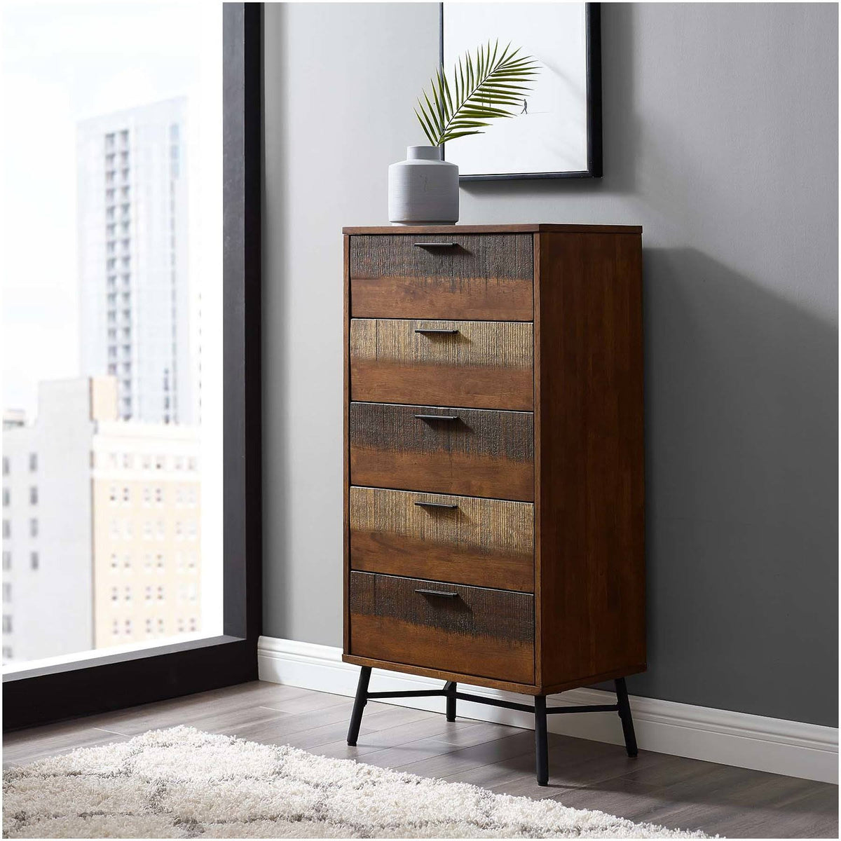 Rustic Wood Chest Walnut D302
