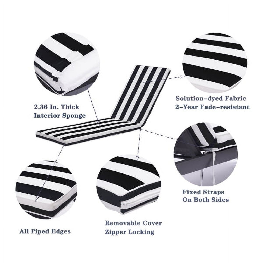 Black/White Patio Lounge Chair Cushion Set of 2 H51535