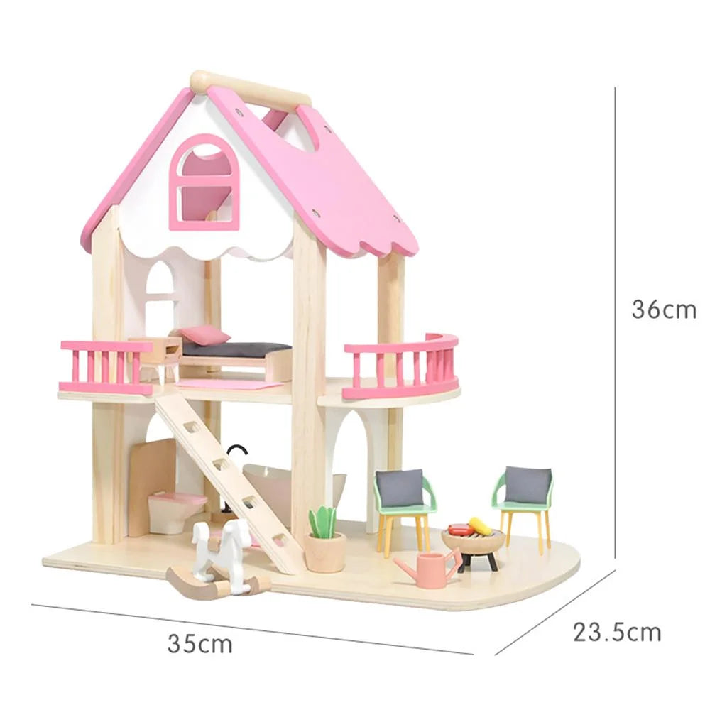 Miniature Castle Doll House with Doll Accessories Bedroom Educational Toys Y49418