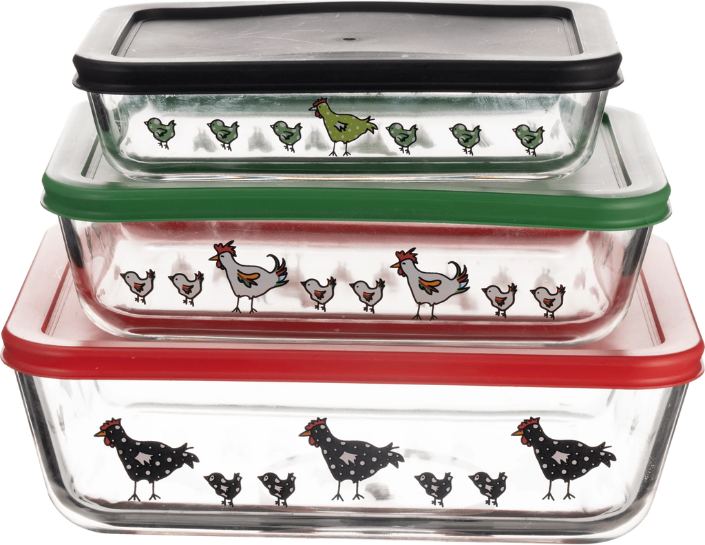 Borosilicate Glass Nesting Container Set With Snap-On Lids 3 Container Set J426399