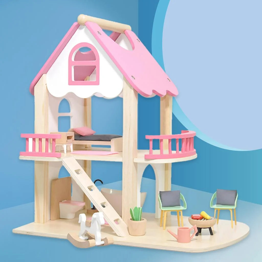 Miniature Castle Doll House with Doll Accessories Bedroom Educational Toys Y49418