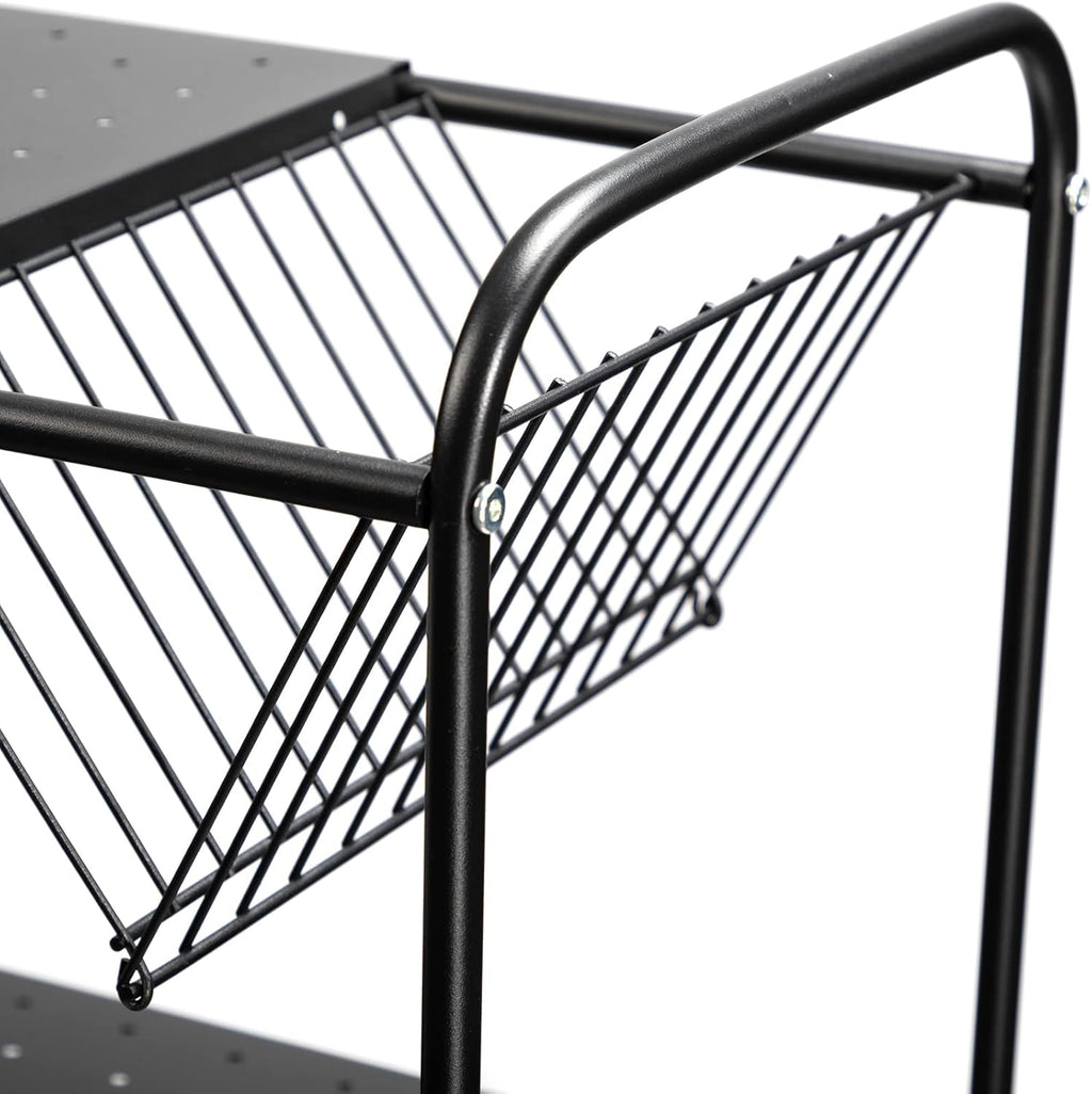 2 Tier Rolling Metal Mesh Storage Cart with Wheels, Black A27064