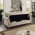 Beige Linen Storage Sofa with Tufted Cushions D31099