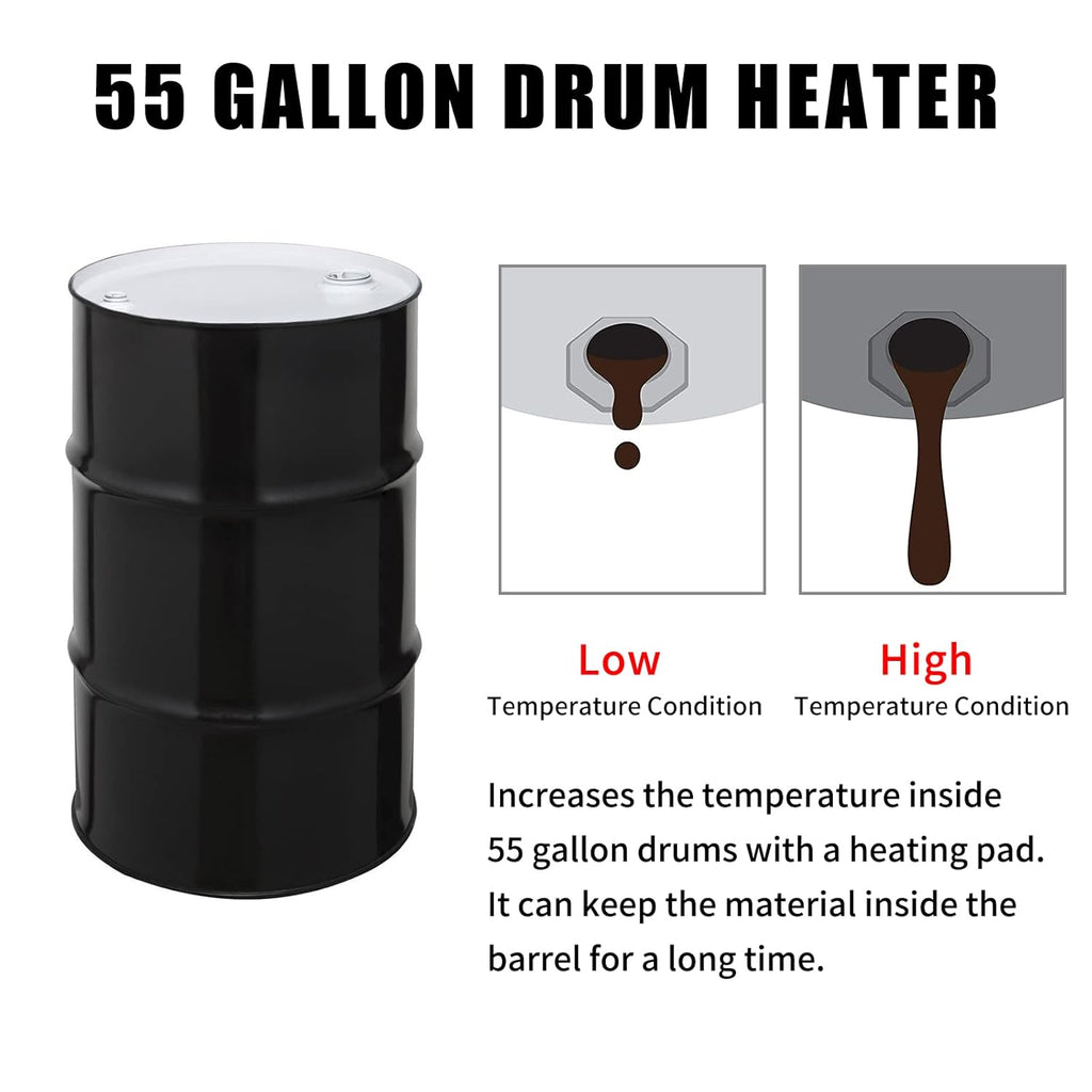 55-Gallon Silicone Metal Drum Heat Pad Band Warmer Kit 120V 150℃ 5x70in Pack of 2 M631249