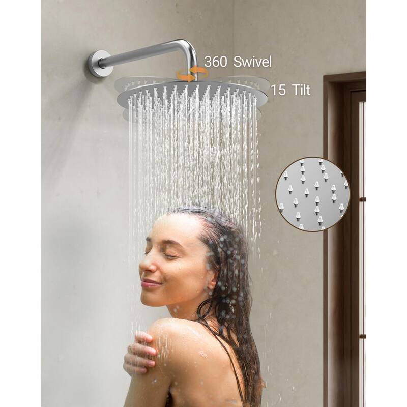 10 in. 3-Spray Wall Mount Shower Head and Tub Faucet 2.5 GPM Brushed Nickel A789