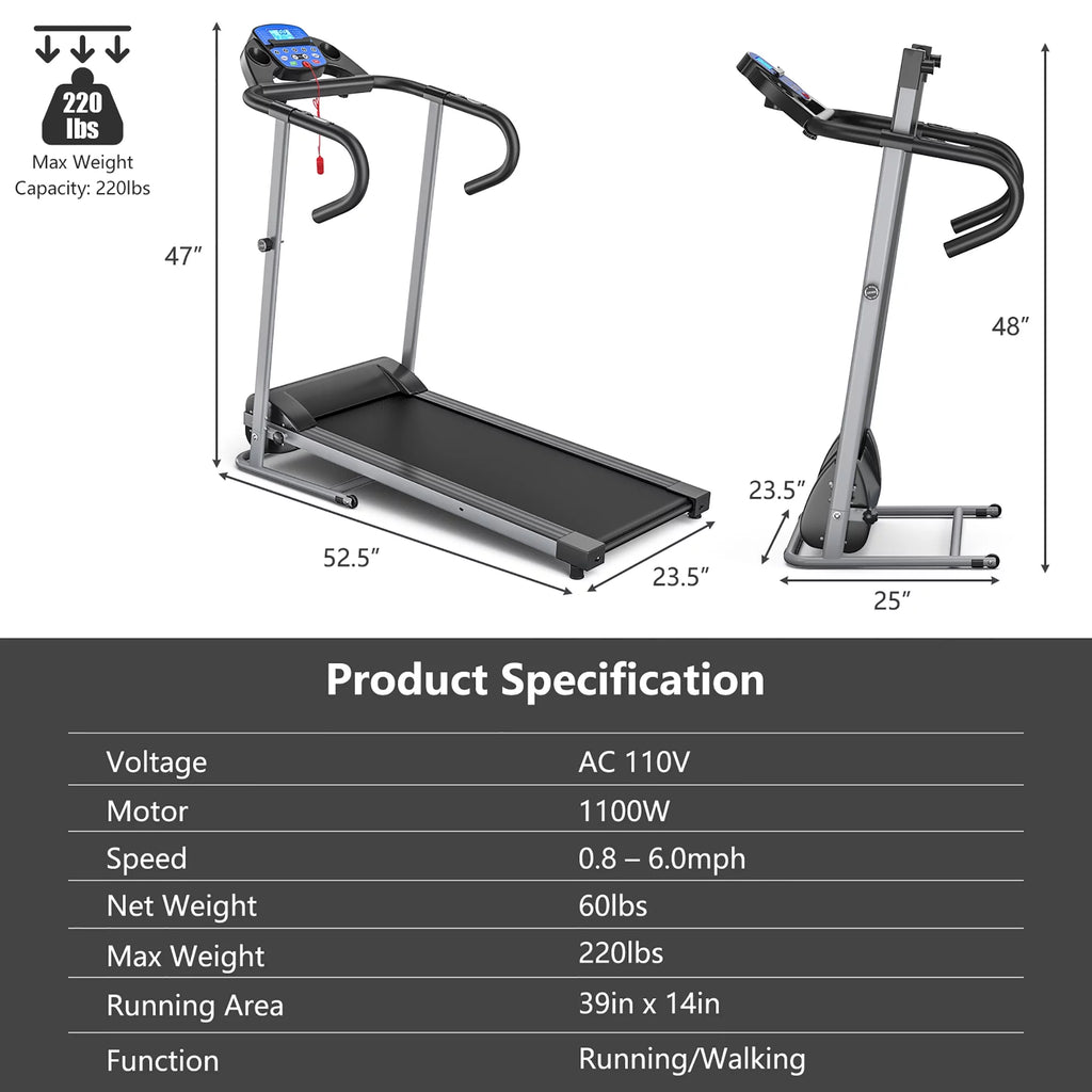 1100W Folding Electric Treadmill X3805