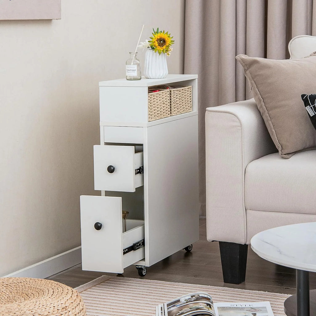 Slim Bathroom Storage Cabinet with 2 Slide Out Drawers H130