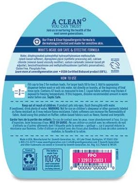Free & Clear Liquid Fabric Softener, 32oz, Pack of 2 B160