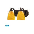 Bathroom Vanity 2 Light LED with Aged Bronze Canary Glass 14 inch 27 Watt K93336