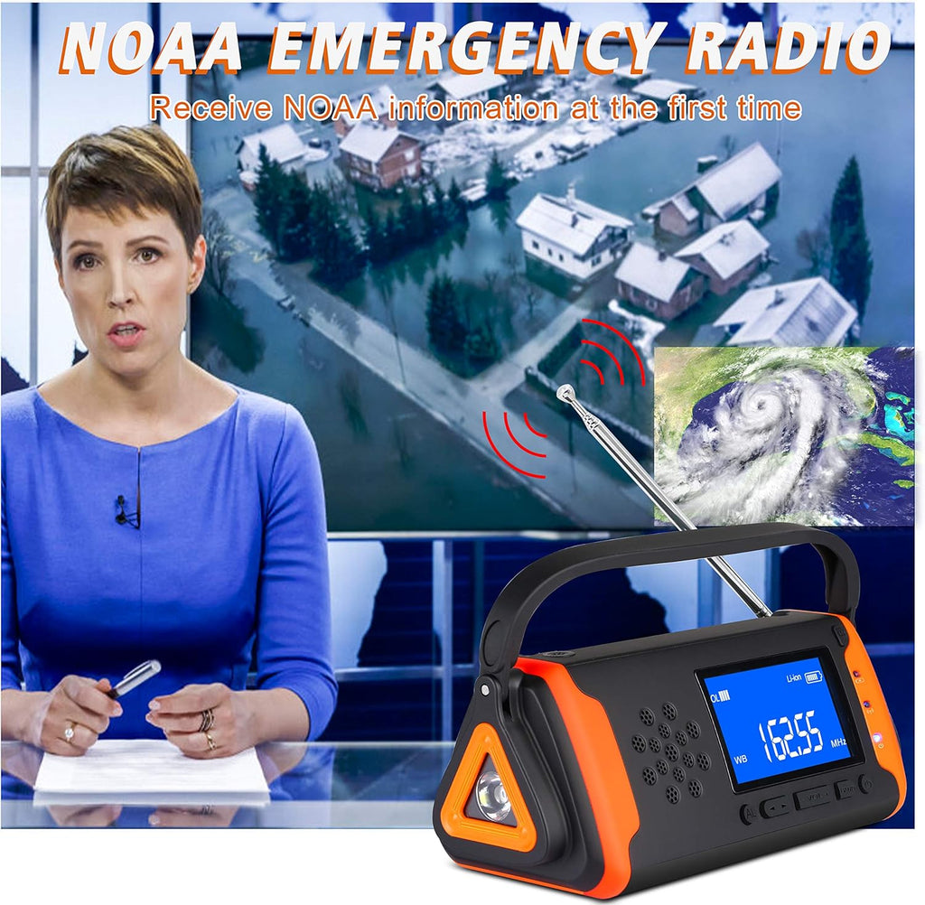 Solar Powered Hand Crank AM/FM/NOAA Emergency Weather Alert Radio with LED Flashlight, Pack of 2 N3502