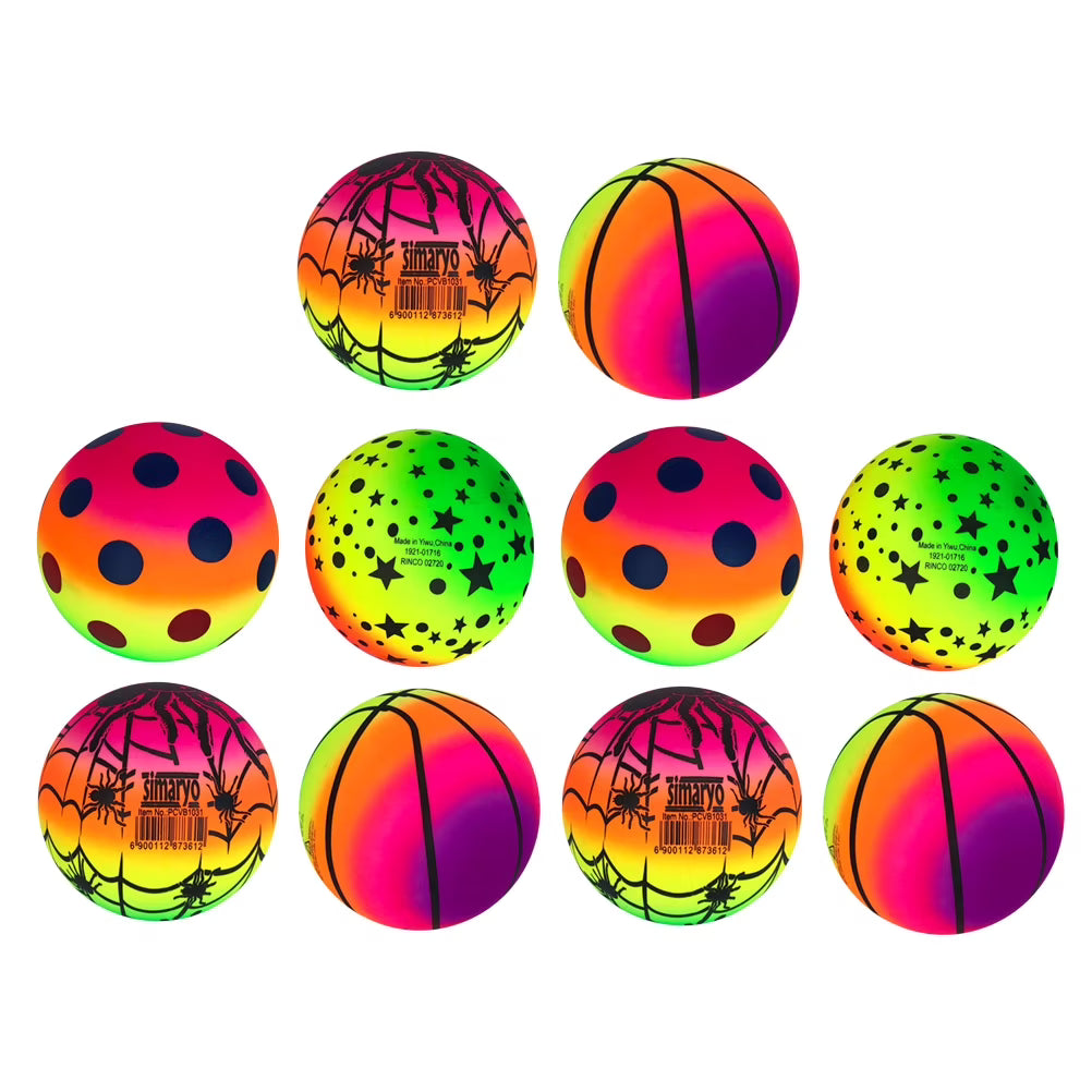 10 Pcs 16 CM Rainbow Balls Elastic PVC Beach Sports Play Ball L223910