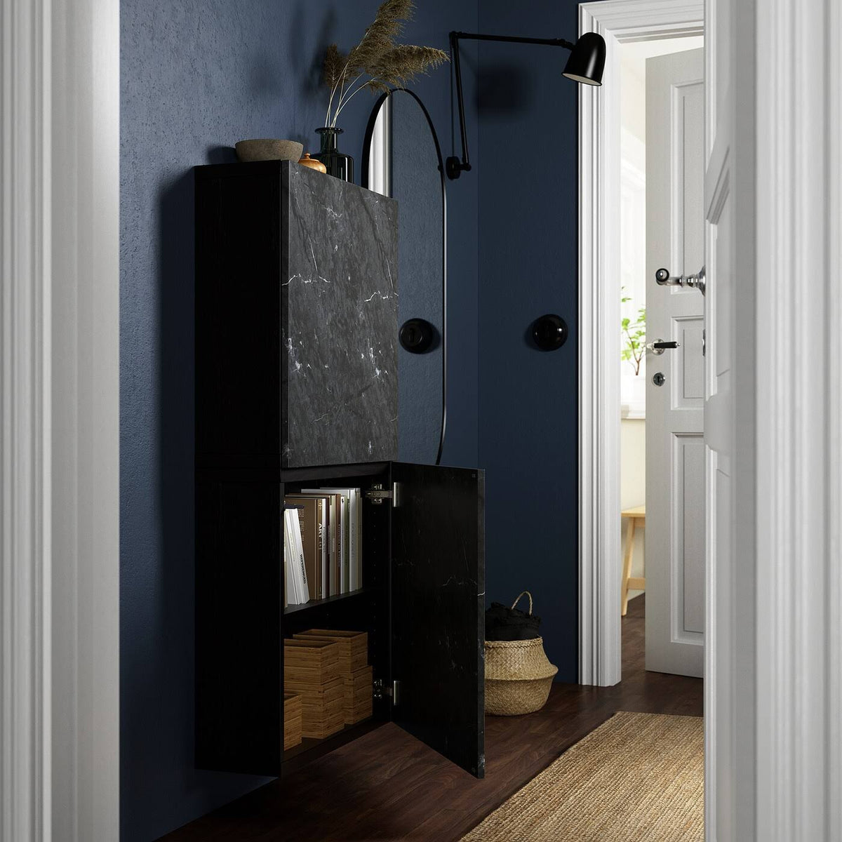 Black-Brown Wall Cabinet with 2 Doors I931932
