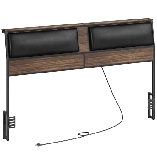King Size Upholstered Headboard with Charging Station V640