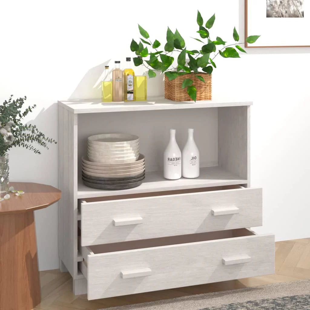 White Solid Wood Pine Sideboard Q7536