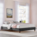 Queen Performance Velvet Platform Bed Frame in Charcoal F4633