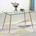 Glass Dining Table for 4 with Tempered Glass Top Metal Legs E758472