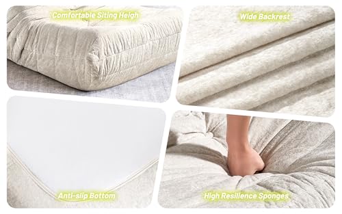 Beige Faux Fur Memory Foam Bean Bag Chair U1554