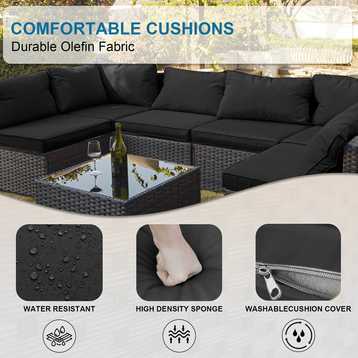 9 Pieces PE Wicker Rattan Outdoor Sofa Set C5132