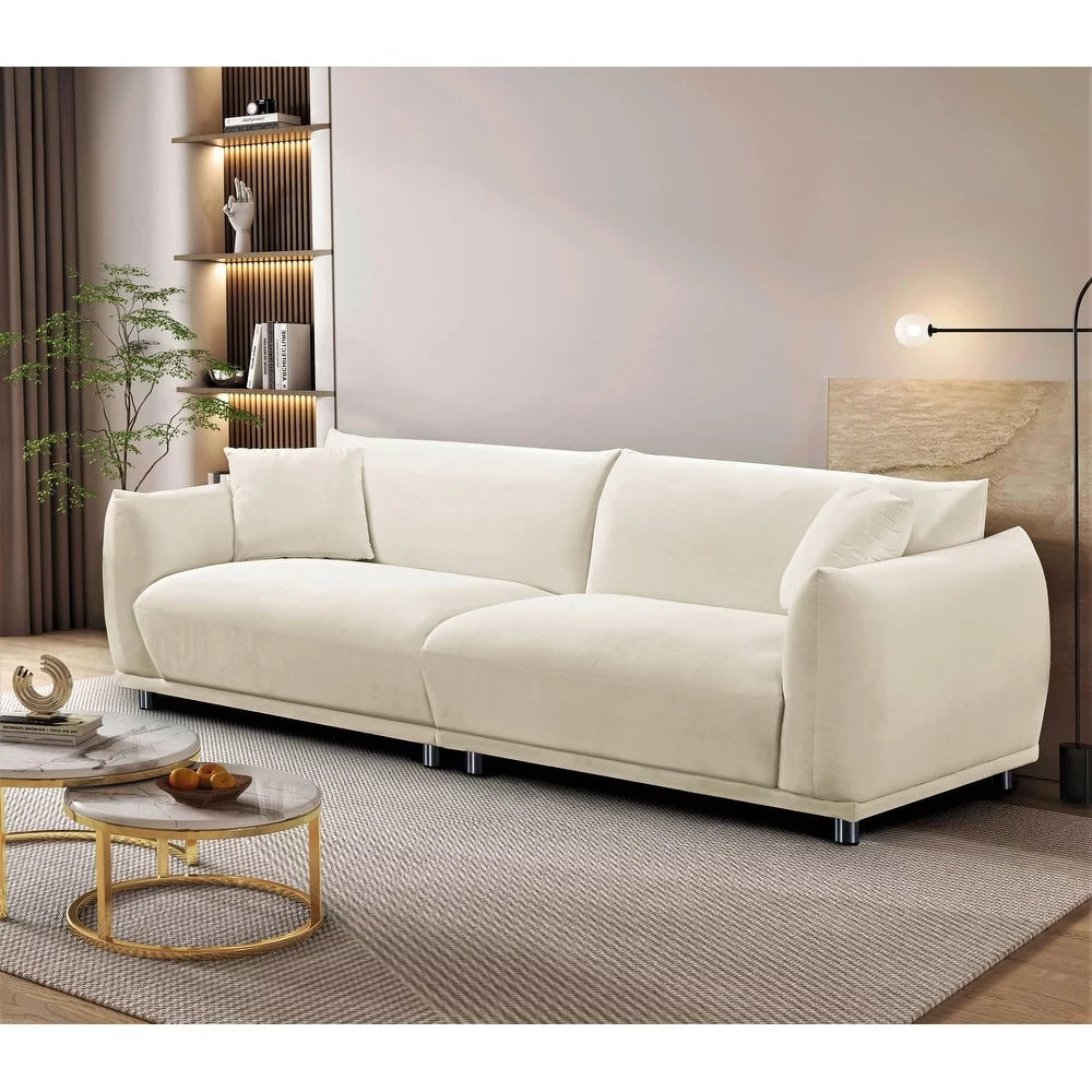 Cream White Velvet Sofa P31742