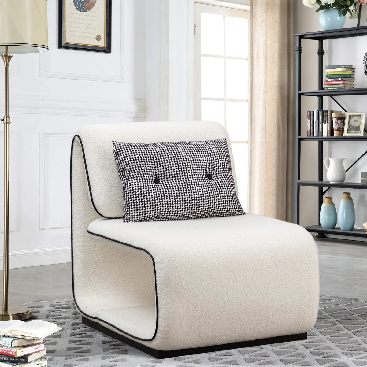 White Upholstered Sherpa Accent Chair X517078