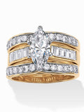 3.86 TCW Marquise-Cut Cubic Zirconia 3-Piece Bridal Set Gold-Plated R85289