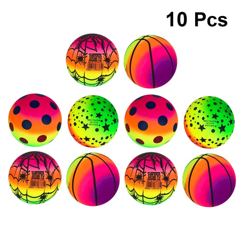 10 Pcs 16 CM Rainbow Balls Elastic PVC Beach Sports Play Ball L223910