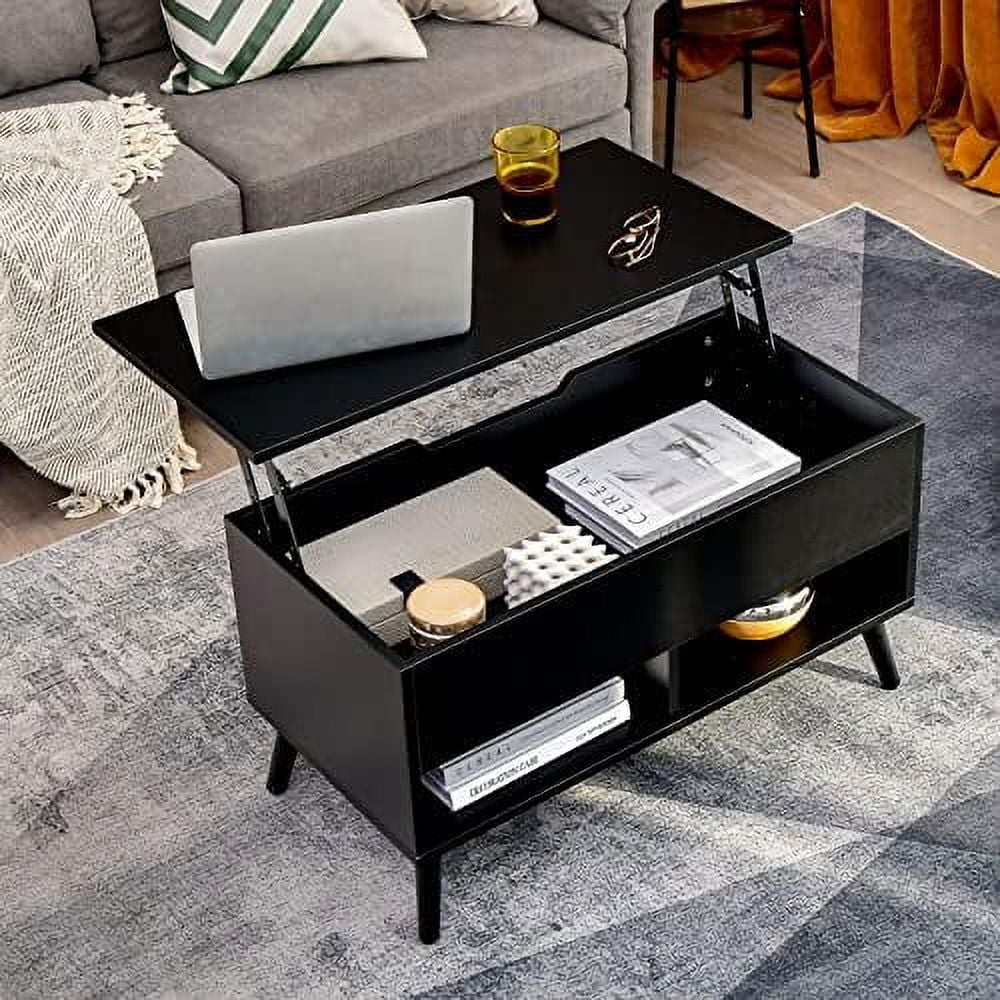 Lift Top Coffee Table with Hidden Compartment and 2 Open Shelves S1523