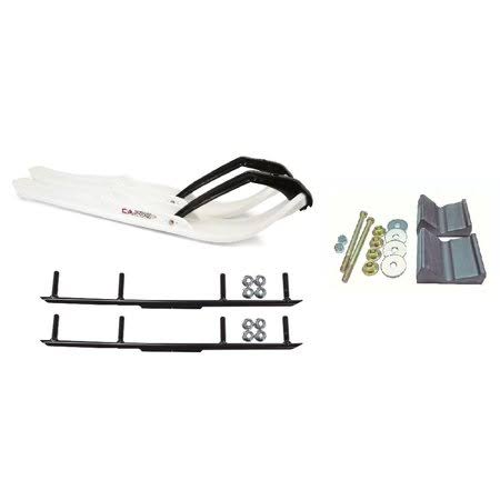 White XPT Snowmobile Skis Complete Kit with 4 inch Round Bars J738492