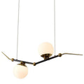Antique Brass LED Linear Chandelier with 2 Glass Shade P314